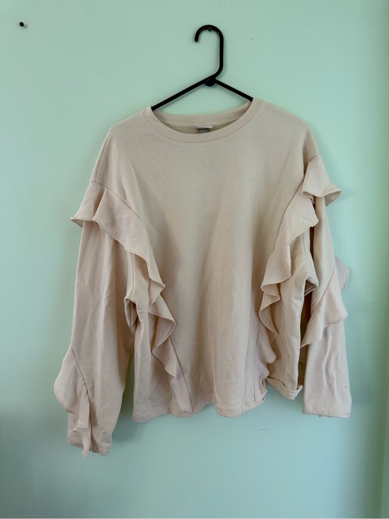 a new day Tops - a new day Ruffle Sleeve Sweatshirt - Cream
